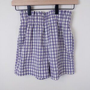 Molo Gingham Print Allie Pull On High Waisted Shorts Purple Kids 12Y‎ (152 cm)